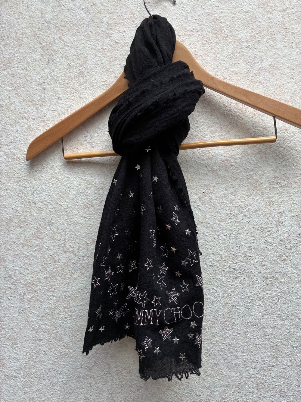 Jimmy Choo Black Star-Embellished Scarf